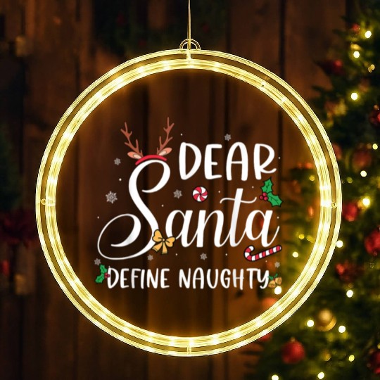 Dear Santa Define Naughty Christmas Reindeer Famil LED Christmas Window Lights