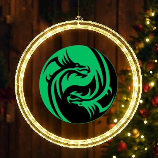 tow Dragonball in circle green and black LED Christmas Window Lights