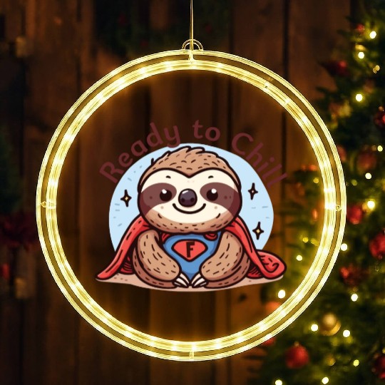Sloth Superhero Sloths Chill Out Superpower LED Christmas Window Lights