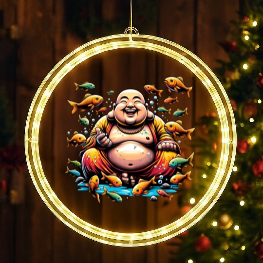 Buddhism and Underwater World - Peaceful Diving LED Christmas Window Lights