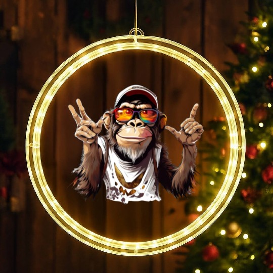 Street Art Monkey Urban Rap Street Monkey LED Christmas Window Lights