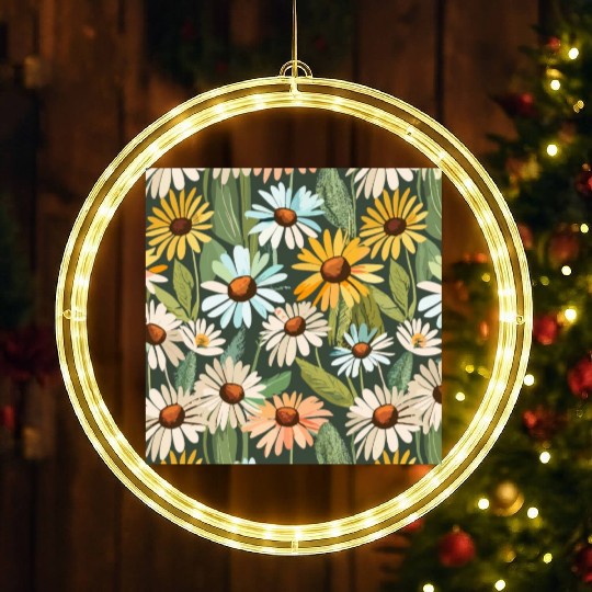 Daisy flower pattern watercolor poster LED Christmas Window Lights