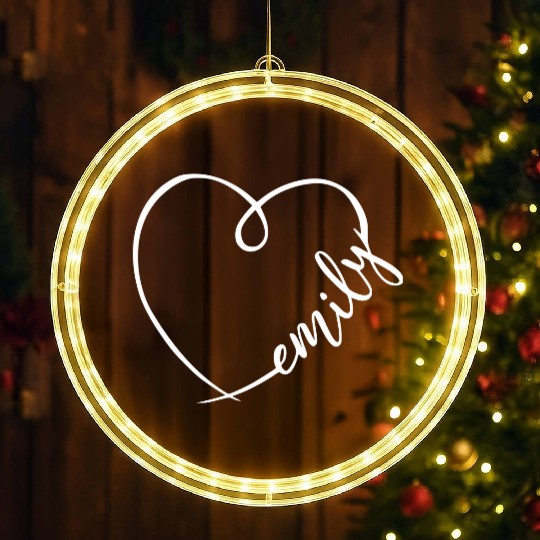 Emily Name Heart Calligraphy LED Christmas Window Lights