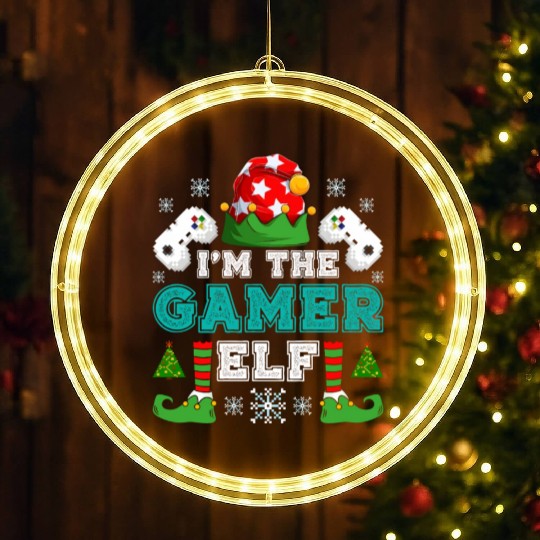 Christmas Gamer Elf Video Games X-Mas LED Christmas Window Lights