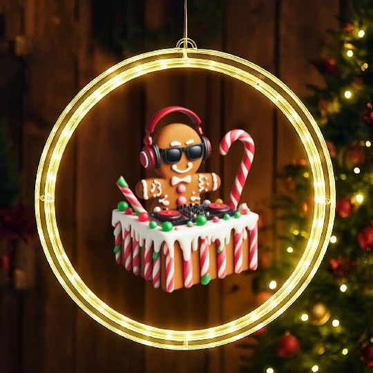 Gingerbread DJ Booth Christmas Holiday Candy Cane LED Christmas Window Lights