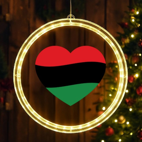 Pan African Flag Love Heart LED Christmas Window Lights