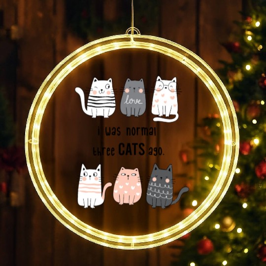gift for cat lover i was normal three cats LED Christmas Window Lights