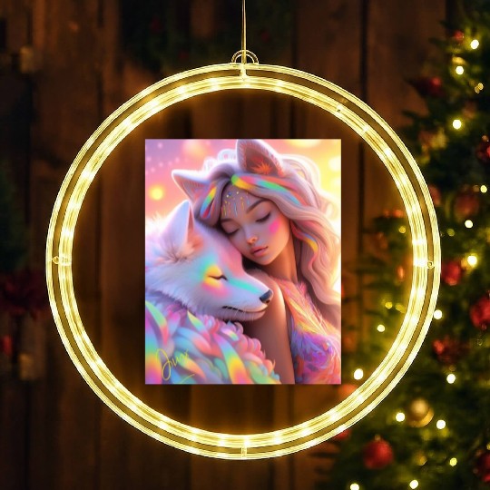 Rainbow Friends - White Wolf and Girl LED Christmas Window Lights