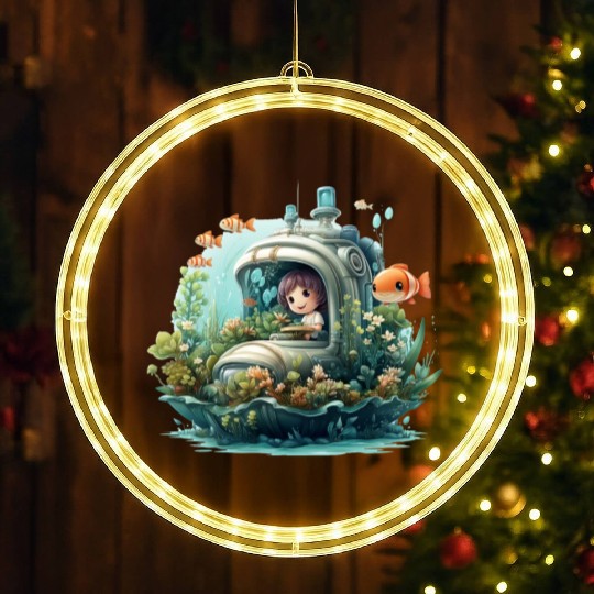A delightful kawaii book submarine exploring LED Christmas Window Lights