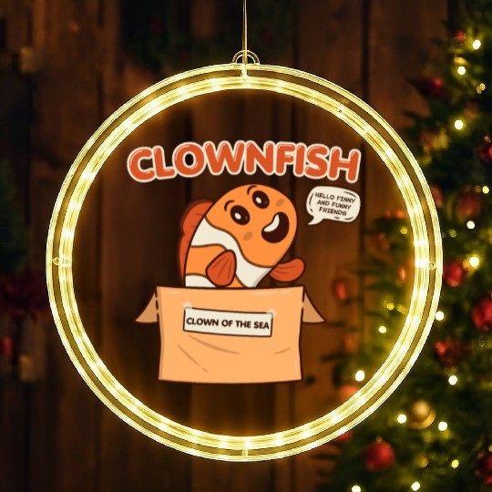 Clownfish Clown Of Sea Funny Fish Cute Coral Reef LED Christmas Window Lights