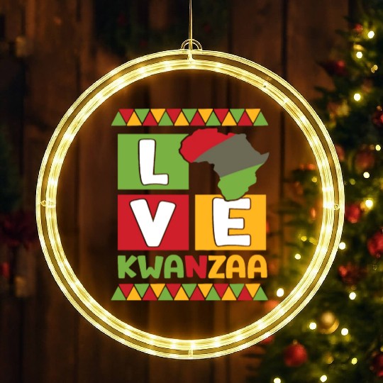 Happy Kwanzaa Vibes Black Heritage Holiday LED Christmas Window Lights
