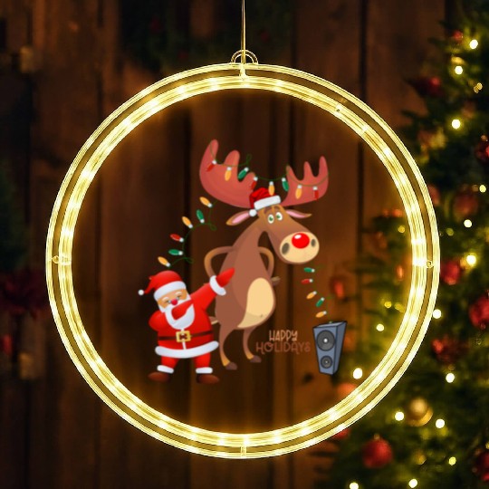 Christmas Lights Dabbing Santa Dancing Rudolph LED Christmas Window Lights
