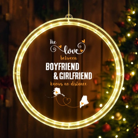 Love Between BF And GF Alaska To Maine Gift LED Christmas Window Lights