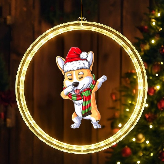 corgi dance LED Christmas Window Lights