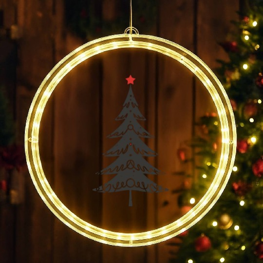 Decorated Minimalistic Christmas Tree LED Christmas Window Lights