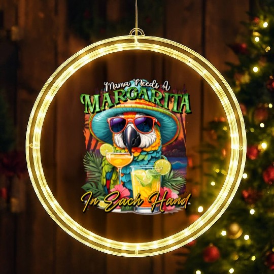 Balanced Diet is A Margarita in Eachs Hands Parrot LED Christmas Window Lights