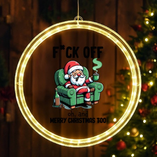 Funny Christmas F*ck Off Merry Christmas LED Christmas Window Lights