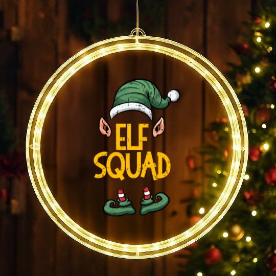 Santa Claus Elf Squad Christmas Themed Family Meme LED Christmas Window Lights