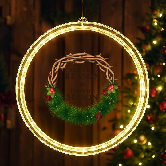 Jesus is King and is the Reason for the Season LED Christmas Window Lights