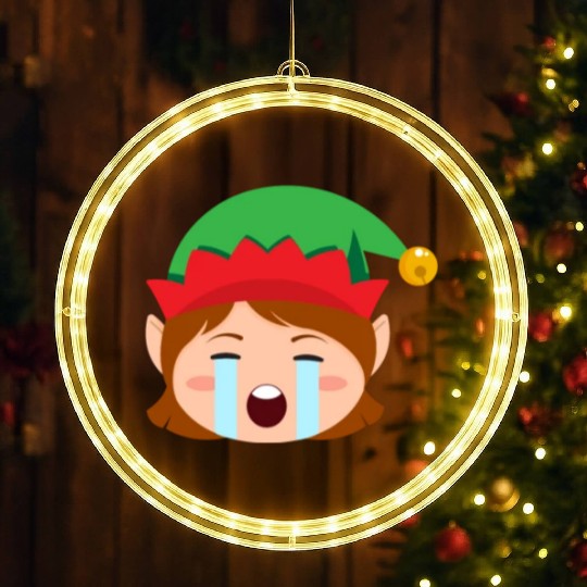 Girl Elf Emoticons Crying Out Loud Elf Christmasgi LED Christmas Window Lights