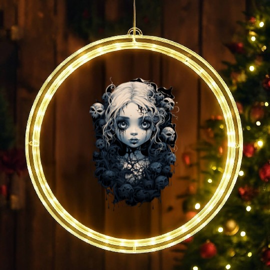 Gothic Girl Halloween Fantasy Dark LED Christmas Window Lights