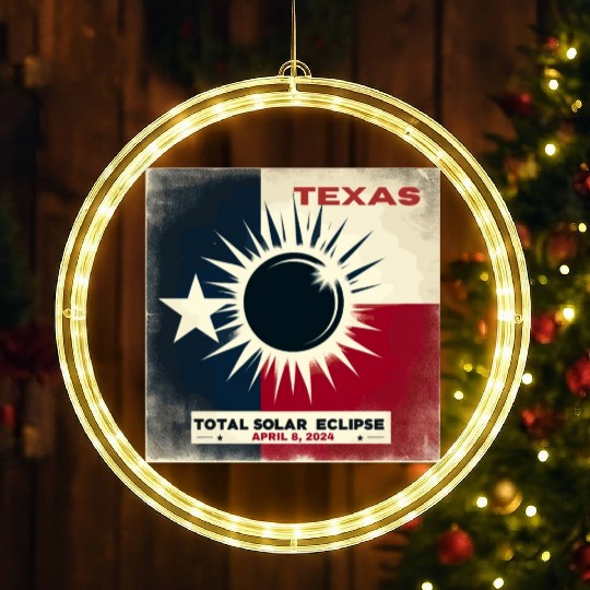 Texas Total solar eclipse 2024 LED Christmas Window Lights