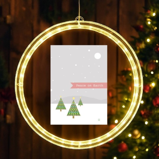 Peace On Earth Christmas Trees Falling Snow Winter LED Christmas Window Lights