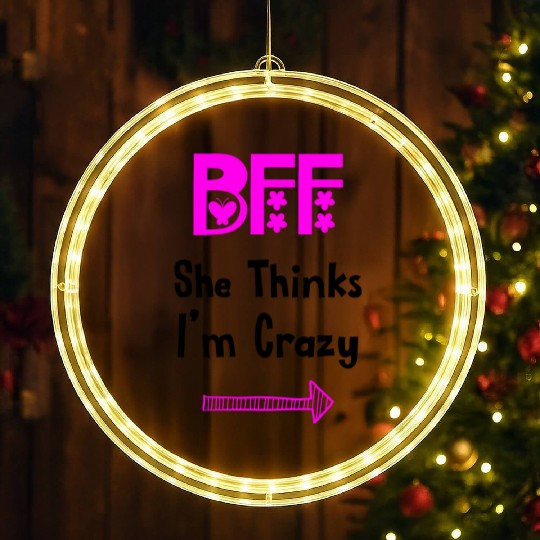 Best Friends Forever for 3 - She Thinks Im Crazy LED Christmas Window Lights