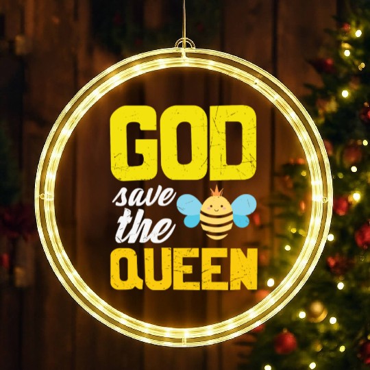 Earth Quote God Save The Queen Bee LED Christmas Window Lights
