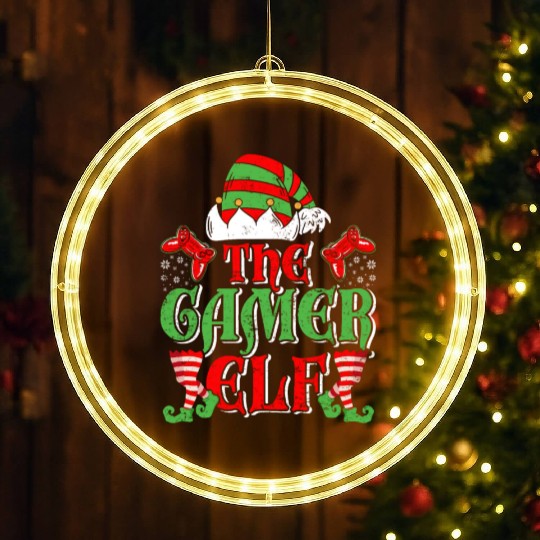 Christmas Gamer Elf Video Games X-Mas LED Christmas Window Lights