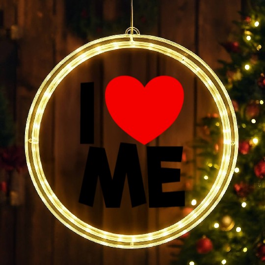 I Love Me Red Heart Self Love Affirmation LED Christmas Window Lights