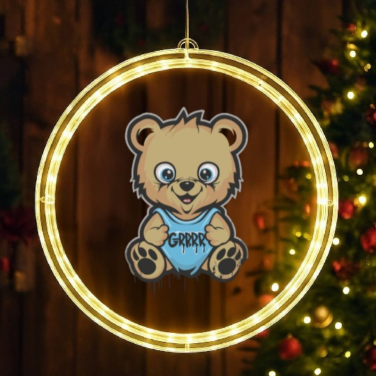 Grrrr cute cartoon baby bear cub LED Christmas Window Lights