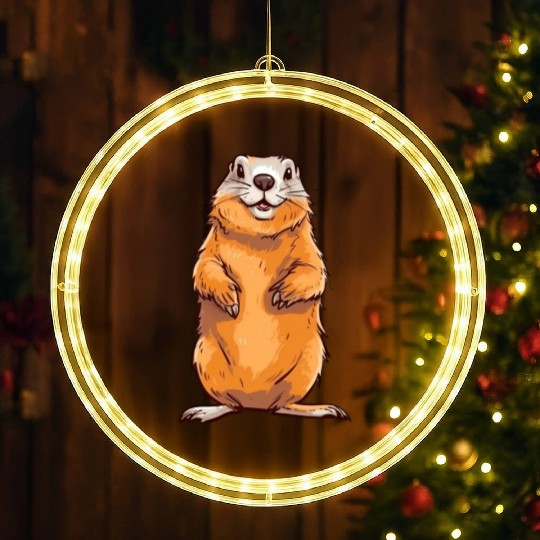 Groundhog Marmot for a Marmot lover groundhog fan LED Christmas Window Lights
