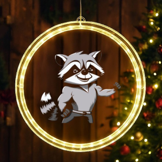 Workout Gym Racoon LED Christmas Window Lights