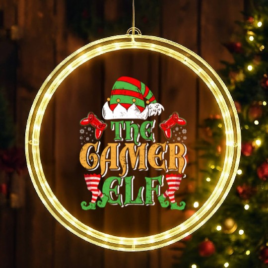 Christmas Gamer Elf Video Games X-Mas LED Christmas Window Lights