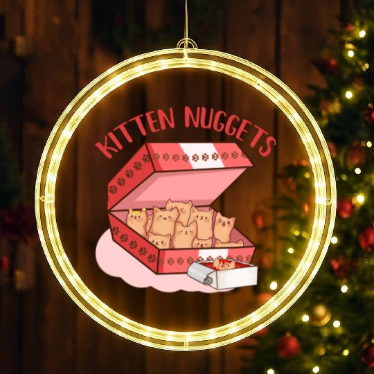 Funny Kittens as Chicken Nuggets, Cat Lover LED Christmas Window Lights
