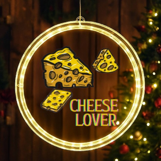 Cheese lover good day holiday street food logo LED Christmas Window Lights