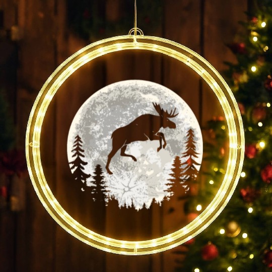 Moose Elk Moon LED Christmas Window Lights