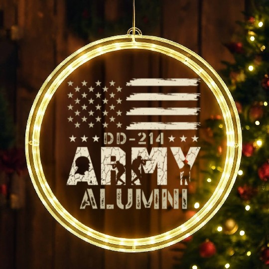 DD-214 Army Alumni Military US Flag Veteran USA LED Christmas Window Lights