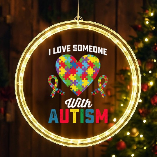I Love Someone With Autism Awareness LED Christmas Window Lights