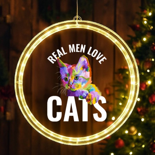 Real Men Love Cats LED Christmas Window Lights