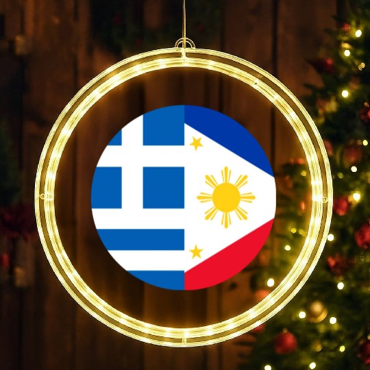 Greek Filipino flags LED Christmas Window Lights