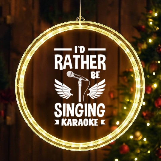 Funny Karaoke Singer Singing Musician Karaoke Gift LED Christmas Window Lights