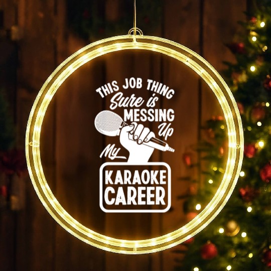 Funny Karaoke Singer Singing Musician Karaoke Gift LED Christmas Window Lights
