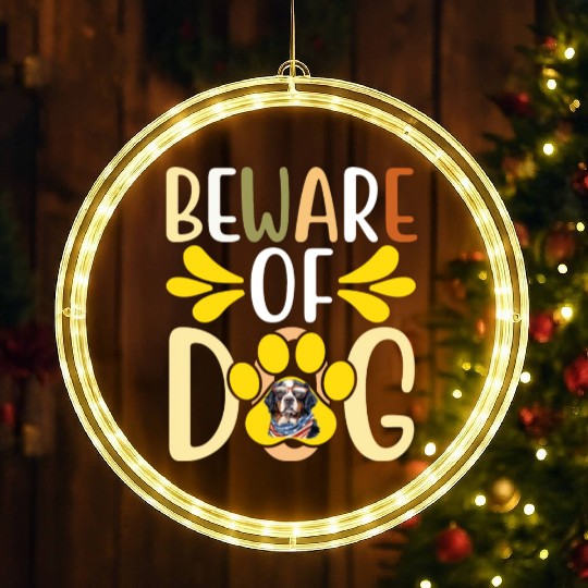 Beware Of Dog LED Christmas Window Lights