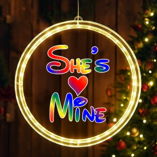 LGBT Pride I'm Her She's Mine Lesbian Couple Love LED Christmas Window Lights