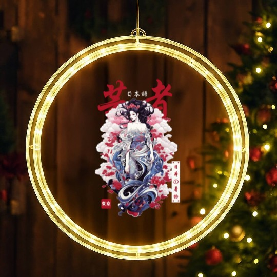 Japanese Streetwear Geisha Japan Kimono Girl Haraj LED Christmas Window Lights