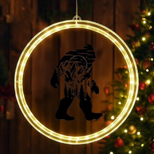 Mountain Wolf Howling Silhouette LED Christmas Window Lights
