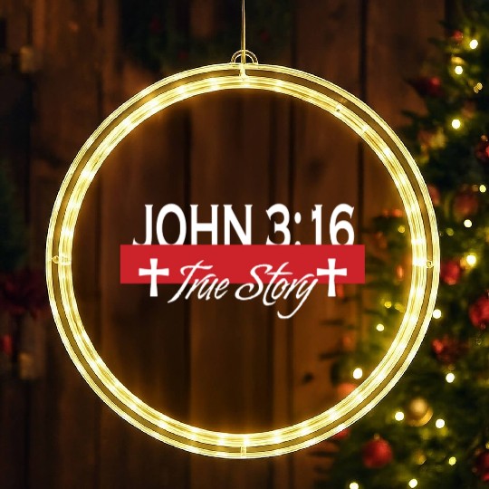 John 3:16 True Story Love Jesus Christian LED Christmas Window Lights