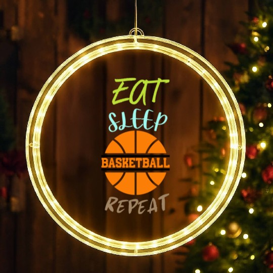Eat Sleep Repeat Basketball Coach Player LED Christmas Window Lights